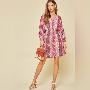 ANDREE BY UNIT MULTI FLORAL DOLMAN SLEEVE DRESS